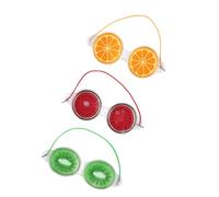 VALICLUD 3pcs Cartoon Fruit Eye Patches Reusable PVC Gel Cold Compress for Eye Fatigue Relief Includes Watermelon Lemon Kiwi for Home Travel Relaxation
