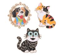 VALICLUD 3pcs Cat and Dog Enamel Pins Durable Cartoon Brooches for Backpacks Jackets Hats Bags Accessories for School Social Outings and Gifts