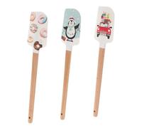 VALICLUD 3pcs Christmas Baking Scraper Xmas Cake Spatula with Wooden Handle Holiday Spatula Cake Smoother for Buttercream Cheese Spreader Smothers Decorating Butter