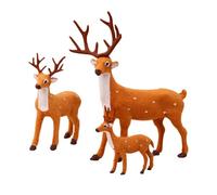 VALICLUD 3Pcs Christmas Elk Ornament Plush Set - Realistic Soft Simulation Deer Desktop Decoration, Small 15Cm, Medium 25Cm, Large 30Cm - Festive Home Adornment for Holiday Decor