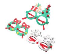 VALICLUD 3pcs Christmas Party Glasses Set - Gold Foil Snowflake, Silver Hollow Christmas Tree Wreath Eyewear Frames - Holiday Photo Props for Xmas and New Year Celebrations