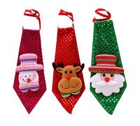 VALICLUD 3pcs Christmas Sequins Necktie Festive Ties for Boy Girl Adults Santa Snowman Reindeer for Holiday Parties Costume Events and Tree Decorations