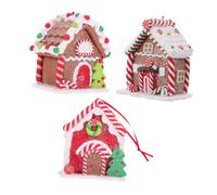 VALICLUD 3pcs Clay Gingerbread House Christmas Decorations with Red Ribbon Polymer Christmas Tree Hanging Ornaments for Xmas Parties Versatile Holiday Decor for Doors and Village Scenes