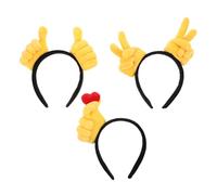 VALICLUD 3pcs Creative Hand Gesture Hairband with Thumb Up Victory and Heart Signs Fun Cartoon Head Boppers for Birthday Halloween Christmas Party Photo Props and Stylish Hair Accessory