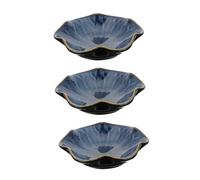VALICLUD 3pcs Creative Japanese-Style Ceramic Sauce Plates Blue Dipping Bowls for Soy Sauce Spices Condiments and Appetizers Serving Dishes for Parties and Table Decoration