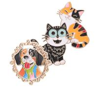 VALICLUD 3pcs Cute Animal Pins Cat Dog Brooch Pins Enamel Lapel Badges for School Work Casual Fashion Accessories
