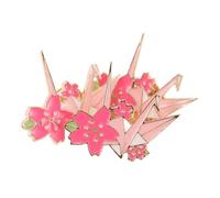 VALICLUD 3pcs Cute Cherry Blossom Crane Brooch Versatile Metal Enamel Pins for Clothing Charming Accessories for Cardigans Shawls Casual Outfits Durable Fade Resistant Design