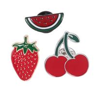 VALICLUD 3Pcs Cute Fruit Brooch Pins Watermelon Strawberry Cherry Enamel Lapel Pins for Women Stylish Clothing Accessories for Parties Daily Wear
