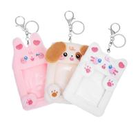VALICLUD 3pcs Cute Plush Animal Keychain Transparent Id Card Holder Photocard Wallet for Memorable Photos Adorable Cartoon Design for Personal Use