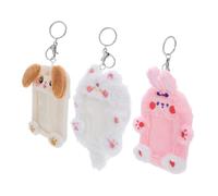 VALICLUD 3pcs Cute Plush Animal Photocard Holder Keychain Cartoon Id Badge Sleeves for Student Cards Soft Korean Style Card Case Pendant Portable Protective