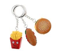VALICLUD 3pcs Fast Food Keychain Girls Fake Food Pendant Charm Burger Hot Dog French Fries Sandwich Keyring