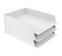 VALICLUD 3pcs File Storage Box White Organizer Desktop Stationery Holder for Office Supplies and Documents