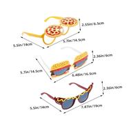 VALICLUD 3pcs Food Shaped Party Photo Booth Props Lightweight Funny Pizza Burger Hot Dog Glasses for Makeup Carnival Masquerade Birthday Beach Party Favors