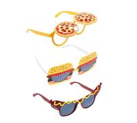 VALICLUD 3pcs Food Themed Costume Glasses with Pizza Hamburger Hot Dog Shapes Lightweight Fun Party Photo Accessories for Christmas Birthday Beach Celebrations Fits