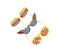 VALICLUD 3pcs Funny Party Sunglasses with Transparent Lenses Burger Hot Dog Pizza Shapes Lightweight Comfortable Fit for Adults and Reusable Photo Booth Props for Christmas Birthday Beach