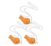VALICLUD 3pcs Funny Simulation Food Necklace Novelty Imitation Fried Chicken Leg Pendant Necklace for Women Men Girls Boys Holiday Party Jewelry Wings Link Chain