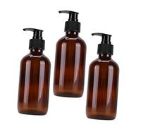 VALICLUD 3pcs Glass Cosmetics Bottle Empty Sub Bottle Brown Classic Style Portable Refillable Pump Dispenser for Travel Home Use Simple Emulsion Storage Container