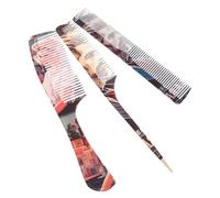 VALICLUD 3pcs Graffiti Retro Hair Styling Comb Set for Men Professional Haircutting Tools Pointed Tail and Handle Combs for Effortless and Versatile Styling