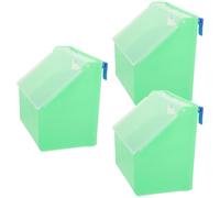 VALICLUD 3pcs Green Dual-hole Hanging Bird Feeder Boxes with Lid, Multifunctional Parrot Feeding Bowls for Cockatiel Food and Water, Suitable for Bird Cages and Parakeet Feeders