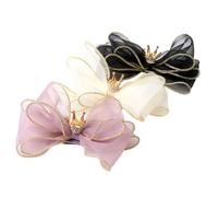 VALICLUD 3pcs Hair Clips Adorable Bow and Crown Hair Pins for Fabric Barrettes Black Light Yellow and Purple for Parties and Everyday Wear