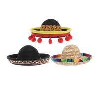 VALICLUD 3pcs Halloween Pet Hat Mexican Sombrero Polyester Gentle on Pets Skin for Parades and Masquerade