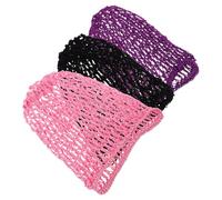 VALICLUD 3pcs Hand-crocheted Hair Net Elastic Mesh Nets for Women Crochet Hat for Bun Lightweight Crochet Cap for Sleeping and Dancing Handmade Hair Wrap