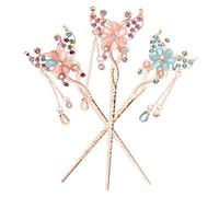 VALICLUD 3pcs Handmade Chinese Flower Hairpin Chopsticks Style Traditional Hair Accessories for Women Japanese Hair Sticks Festival Bun Clip