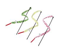 VALICLUD 3pcs Interactive Cat Wand Set - Large-Eye Plush Snake Teaser with Crinkle Sounds, Cat Chasing Stick for Indoor Play and Kitten Enrichment