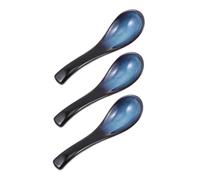 VALICLUD 3pcs Japanese Ceramic Soup Spoon Microwave Safe Kiln Fired Porcelain Ramen Spoons for Asian Soups Porridge Rice Dishes Traditional Dinnerware