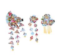 VALICLUD 3pcs Japanese Kimono Hair Clips with Tassels Lightweight Decorative Hair Barrettes Inspired by Traditional Floral Patterns for Women Hanfu Cosplay and Weddings