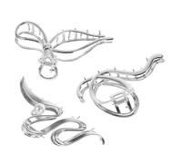 VALICLUD 3pcs Jumbo Metal Hair Clips for Women Silver Hair Claw Clamps with and Irregular Designs Comfortable Non Damaging Styling Accessories Exercise Makeup and Daily Use