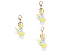 VALICLUD 3pcs Keyring Liquid Quicksand Fruit Design Fashion Pendant Chic Keychain Decor