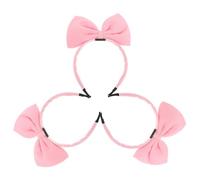 VALICLUD 3pcs Large Pink Bowknot Headband for Spa and Party, Soft and Comfortable Chiffon Fabric with Plastic Base, Stylish Hair Accessory with Large 3d Bow and Non-slip Design