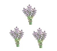 VALICLUD 3pcs Lavender Flower Brooch Pin for Women Rhinestone Decorative Lapel Pin for Clothing Hats Dresses and Accessories present for Special Occasions