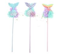 VALICLUD 3pcs Mermaid Fairy Wands Sequin Princess Wands for Boys and Girls Birthday Party Interactive Play Props for Festivals and Sea-themed Celebrations Enchanting Costume Accessories