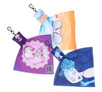 VALICLUD 3pcs Microfiber Lens Cleaning Cloth with Printed Lanyard Keychain for Eyeglasses Smartphones Tablets Cameras Soft Fiber Reusable Wipes for Lenses