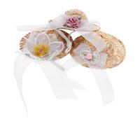 VALICLUD 3pcs Mini Sombrero Hats for Small Animals - Woven Chicken, Hamster, Parrot Caps with Strap - Cute Flower Headdresses for Pets, Parties, and Festivals