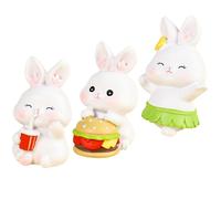 VALICLUD 3pcs Miniature Rabbit Figurines Resin Cute Flat Bottom Bunny Ornaments for Cake Decoration for Succulents and Home Display
