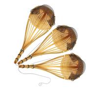 VALICLUD 3pcs Multifunctional Bamboo Woven Hanging Planter Baskets with Metal Hooks Lightweight Wall Planters for Indoor Outdoor Plants Balcony Garden Decoration Artistic Japanese Style