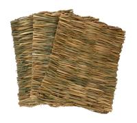 VALICLUD 3pcs Natural Woven Grass Mat Bedding Cushion for Rabbits and Guinea Pigs, Made from Corn Leaf and Straw, Soft Cozy Area for Foraging and Resting Small Pets