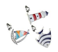VALICLUD 3pcs Navy Style Alloy Brooch Pin Cartoon Tropical Fish Sailboat Lighthouse Jewelry for Women Multi-purpose Decorative Pins for Bags Hats Wedding Party Accessories