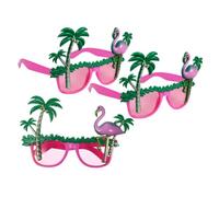 VALICLUD 3pcs Novelty Hawaii Party Sunglasses Flamingo Coconut Tree Design Fun Photo Booth Glasses for Summer Beach Parties for Hawaiian Celebrations