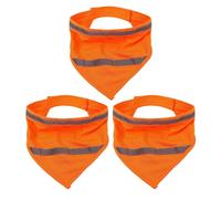 VALICLUD 3Pcs Orange Reflective Dog Bandanas Hook and Loop Closure - Lightweight L Size Triangle Scarves for Small Dogs, High Visibility Pet Neckwear for Night Walking and Safety