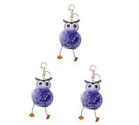 VALICLUD 3pcs Owl Pendant Keychain Royal Fluffy Key Decor for Bags and Cars Creative Keyrings Birthdays Christmas and Any Occasion