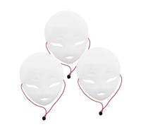 VALICLUD 3pcs Paintable White Plastic Animal Face Masks for Halloween DIY Crafts Lightweight Fursuit Inspired Fox Dog for Cosplay Party Supplies and Masquerade Accessories
