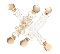 VALICLUD 3pcs Pearl Chain Shawl Clips Vintage Brooch Back Cinch for Cardigans Dresses Sweaters Alloy and Faux Pearl Versatile Clothing Accessories for Women