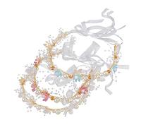 VALICLUD 3pcs Pearl Flower Crown Headband Set for Flower Flexible Elegant Hair Accessories for Weddings Photography Includes White Options