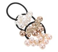 VALICLUD 3pcs Pearl Hair Ties for Women and High Elastic Beaded Scrunchies in White Pink Decorative Ponytail Holders for Daily Wear Party Wedding Accessories