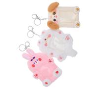 VALICLUD 3pcs Plush Cartoon Photocard Holder Keychain Soft Credit Card Sleeve with Adorable Animal Design Id Badge Cover for Student Bus Card Organization