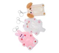 VALICLUD 3pcs Plush Photocard Holder Keychain Cute K-pop Card Sleeve Pendant with Soft Animal Plush for Id Badge Protection Lightweight Card Holder Keyring for School Travel Shopping